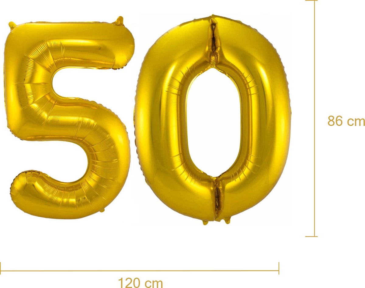 Ballon Cijfer 50 Jaar Goud Helium Ballonnen Verjaardag Versiering Sarah  Abraham Feest... | bol.com
