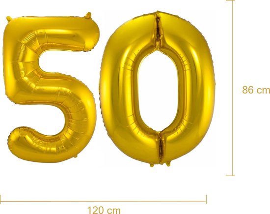 Ballon Cijfer 50 Goud Helium Versiering Sarah Abraham Feest... | bol.com