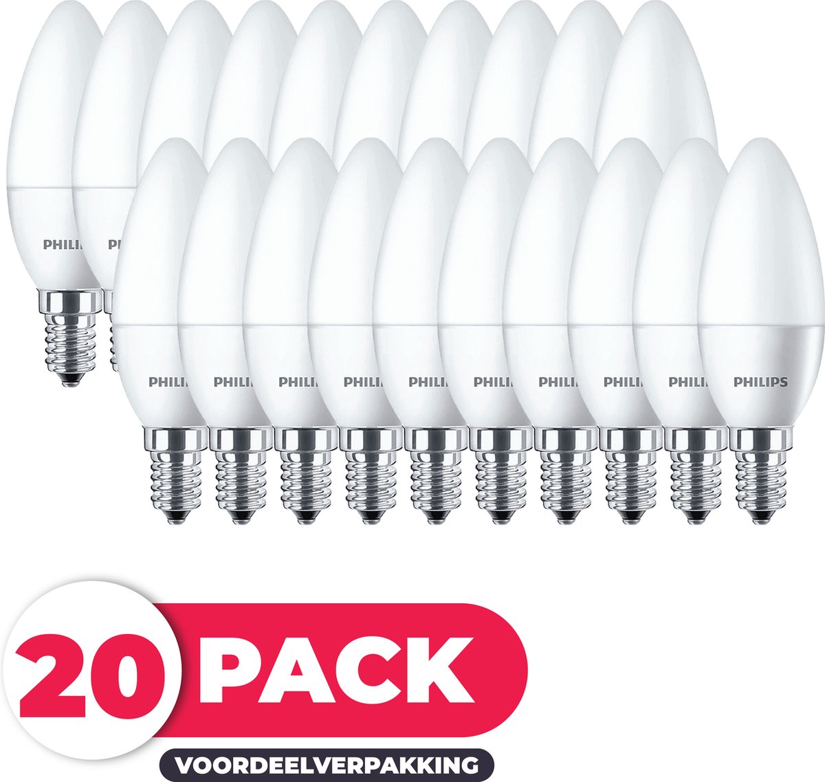 Philips LED E14 - 6W (48W) - Warm Wit Licht - Niet Dimbaar - 20 stuks