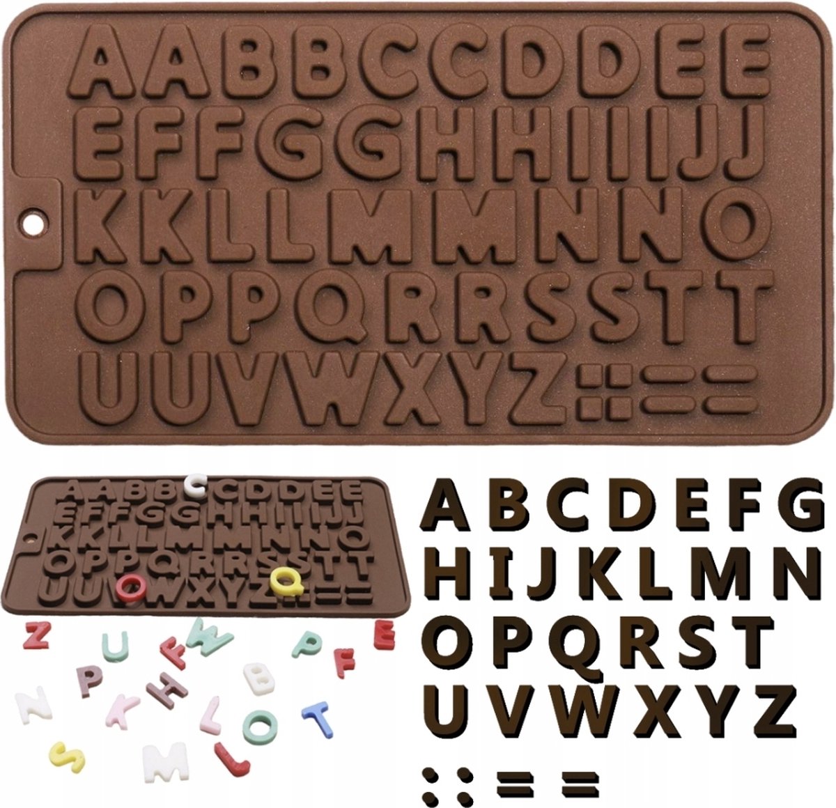 Ariko Siliconen mat letters - Mal - Alfabet - Chocolade - praline - verjaardag