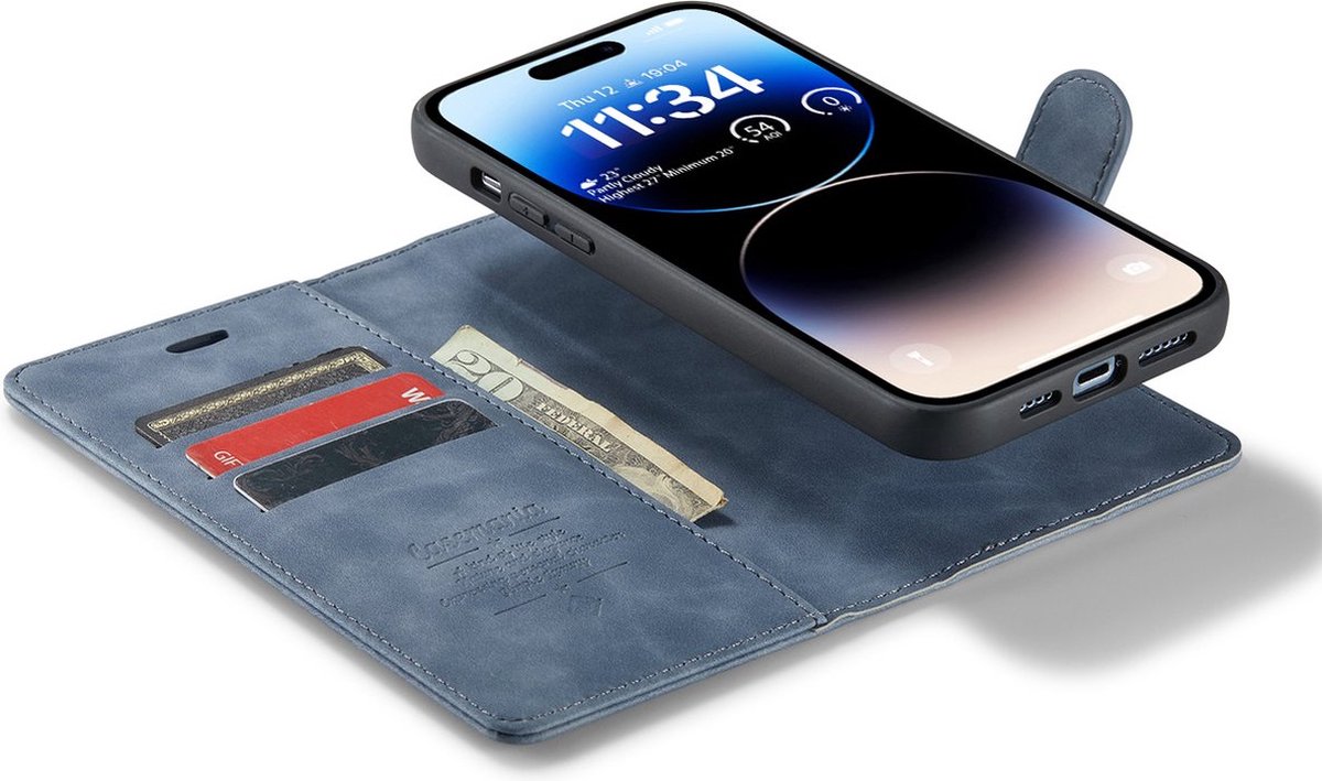 iPhone 14 Pro Bookcase hoesje - CaseMe - Effen Grijs - Kunstleer
