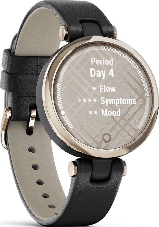 Garmin Lily Cream Gold Bezel with Black case Italian Leather Band bol