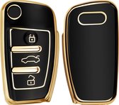 kwmobile autosleutel hoesje geschikt voor Audi 3-knops autosleutel - autosleutel behuizing in zwart / goud