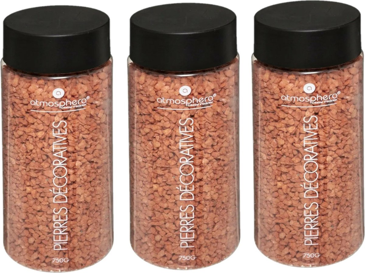 Atmosphera decoratie/hobby steentjes - 3x - koraal rood - 750 gram - Aquarium en vazen vulling - steen korrels
