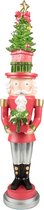 Notenkraker kerstboom hoed - 51 cm hoog - groen/rood - kerstdecoratie