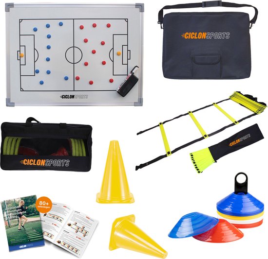 Voetbal trainingsmateriaal - Tactiekbord 45x60 met tas - Pionnen -  Loopladder -... | bol.com