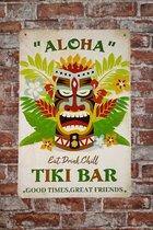 Wanddecoratie - Wandbord - Eat drink chill - Metalen wandbord - Mancave - Mancave decoratie - Tiki - Metalen borden - Bar decoratie - Wandborden – Bar - Wand Decoratie - Metalen bord - UV bestendig