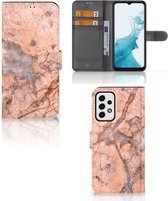 Wallet Book Case Samsung Galaxy A23 Telefoon Hoesje Marmer Oranje