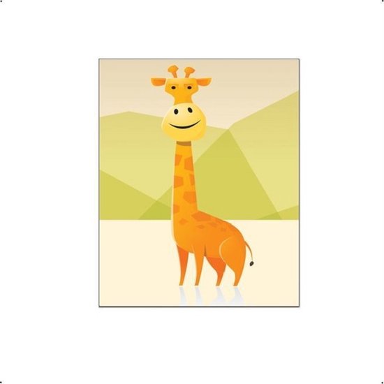 PosterDump - Safari giraf dikke blije dieren - Baby / kinderkamer poster - Dieren poster - 50x40cm