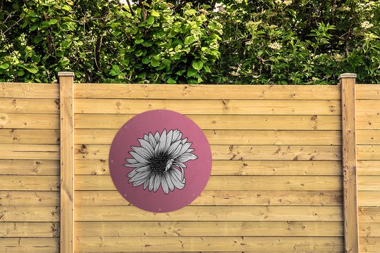 Garden Circle Fleurs - Tournesol - Vintage - Nature - 90x90 cm - Affiche Ronde de Jardin - Extérieur