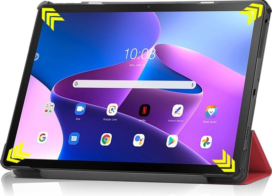 Étui pour tablette et protecteur d'écran pour Lenovo Tab M10 Plus (3ème génération) étui pour tablette et protecteur d'écran - Housse 2 en 1 - 10,6 pouces - Tri-Fold Book Case - Rouge