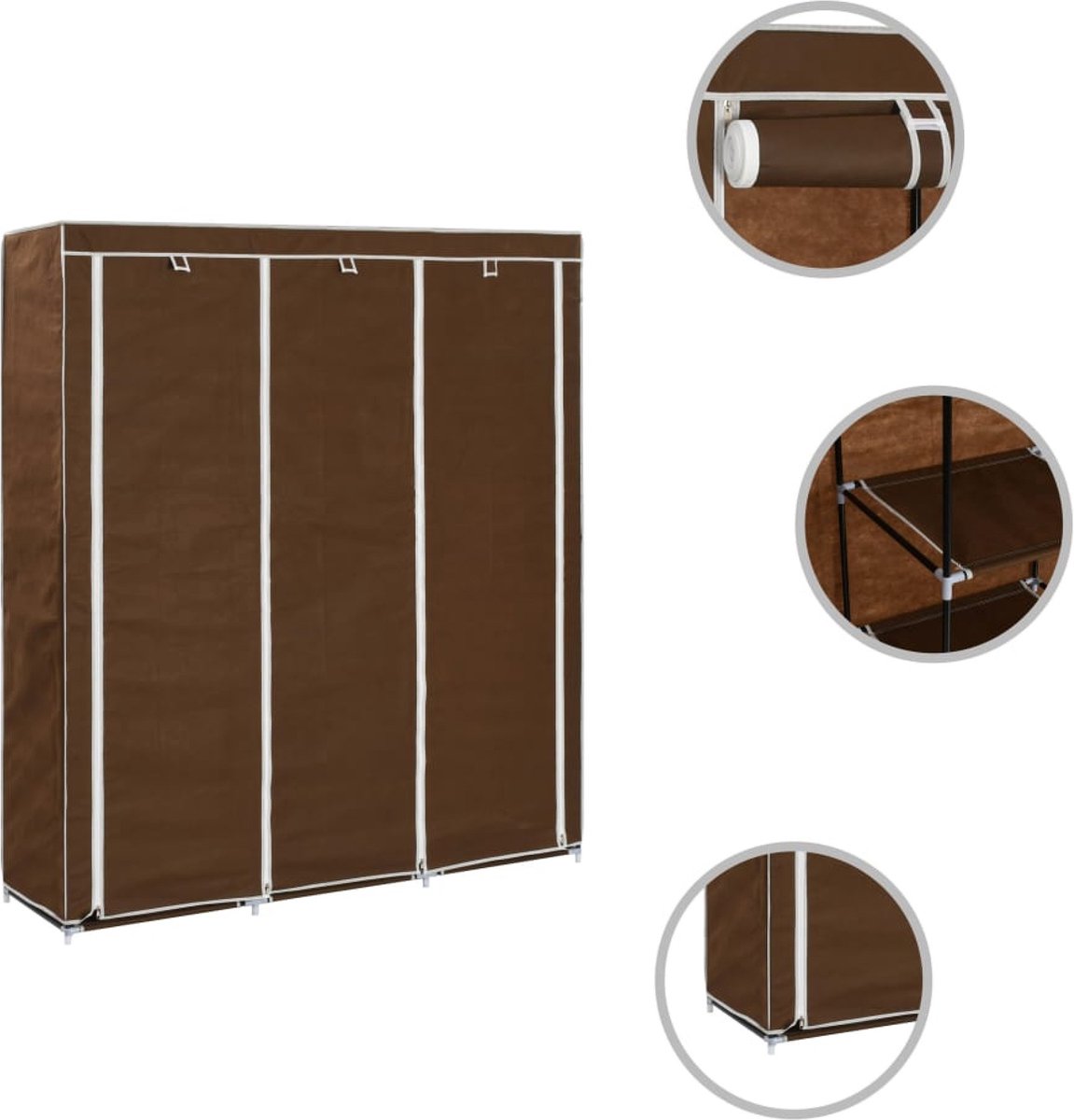 LUMAX Closet Armable y Portatil de Tela 150x45x175 cm Color Negro