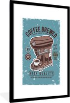 Fotolijst incl. Poster - Koffiezetapparaat - Koffie - Retro - Tekening - 60x90 cm - Posterlijst
