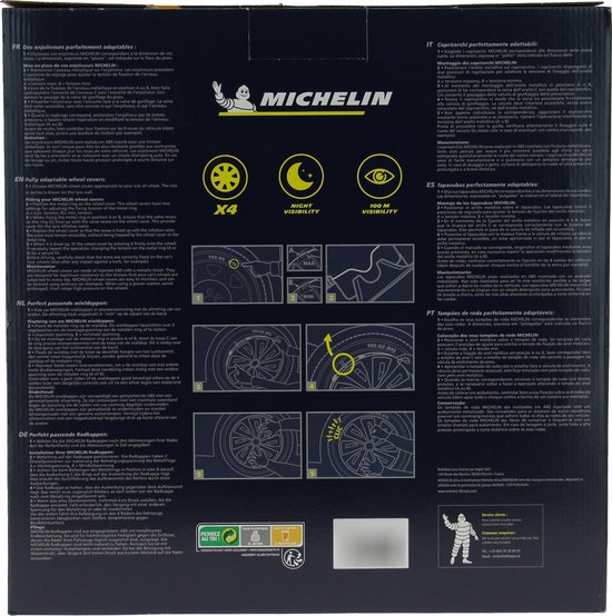 Michelin Wieldoppen 14 inch - zilver/zwart - 4 stuks
