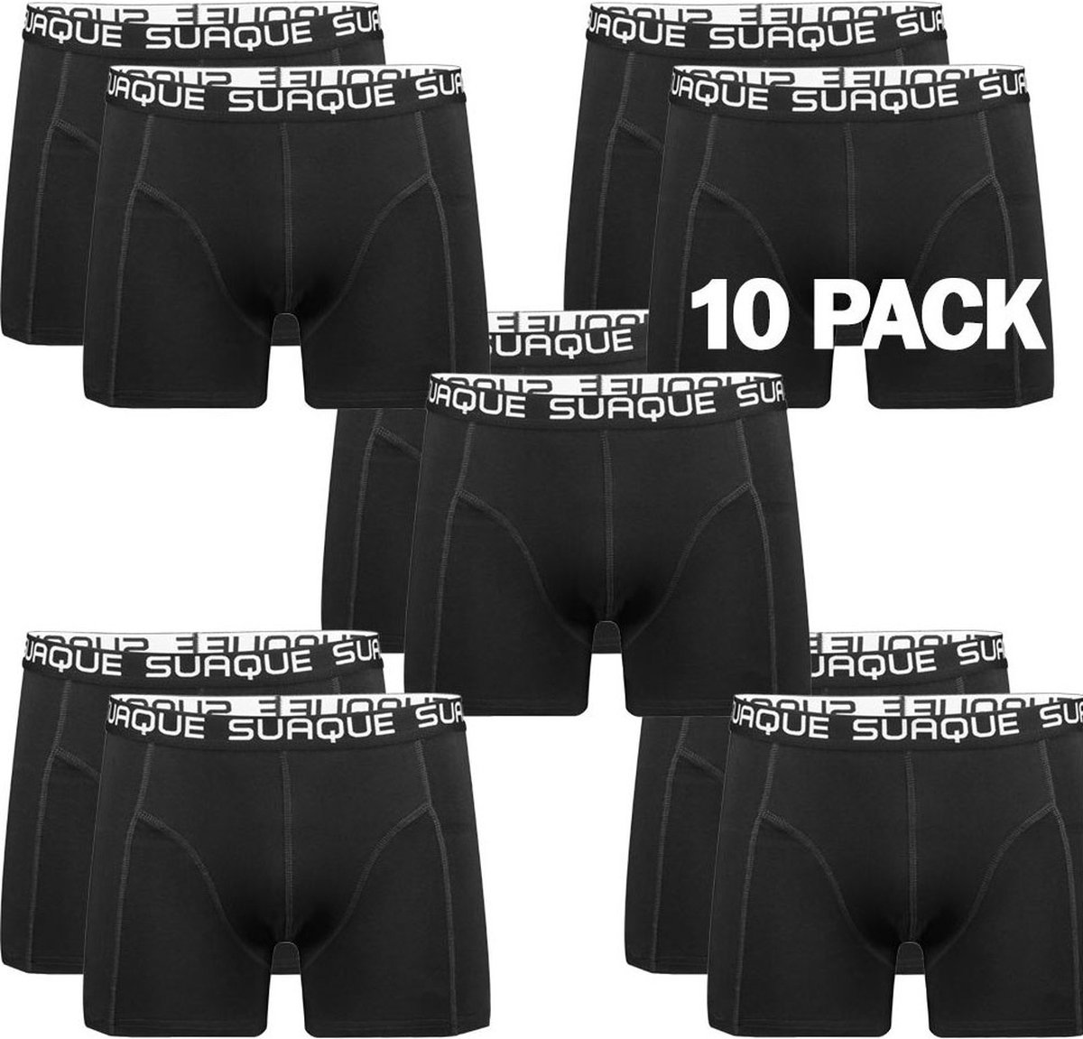 Suaque 10 pack Boxershorts Zwart Maat L