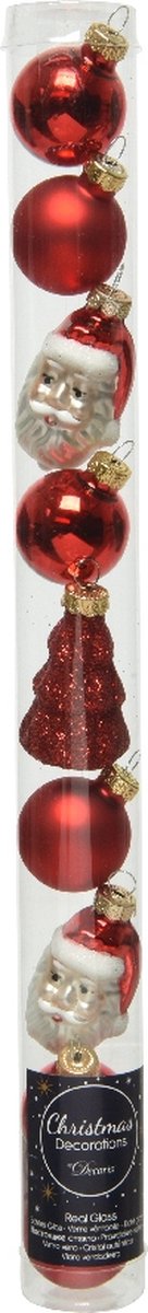 Bol.com 9 Glazen kerstballen en figuren mix kerstrood aanbieding