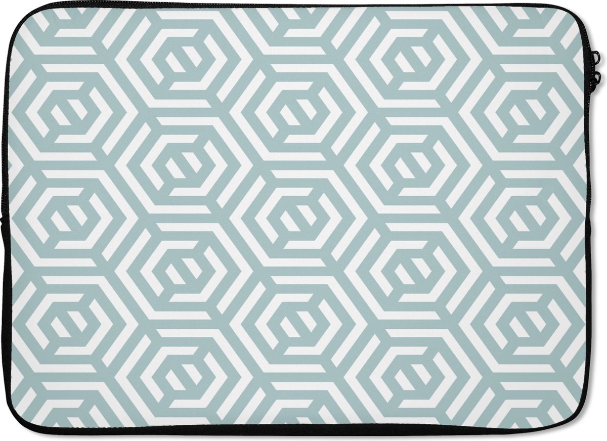 Laptophoes - Laptoptas - Patronen - Groen - Geometrie - Laptop - 14 Inch - Laptop case