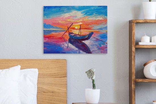 Toile - Peinture - Peinture à l'huile - Bateau - Water - 40x30 cm - Intérieur - Décoration Décoration murale