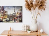 Canvas - Olieverf - Schilderij - Parijs - Stad - Eiffeltoren - 40x30 cm - Muurdecoratie - Interieur