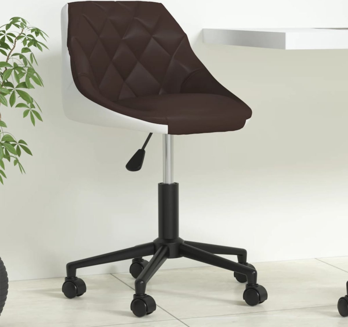 Prolenta Premium - Kantoorstoel draaibaar kunstleer bruin en wit