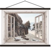 Porte-affiche avec affiche - Affiche scolaire - Transparent - Bois - Plage - 120x90 cm - Lattes noires