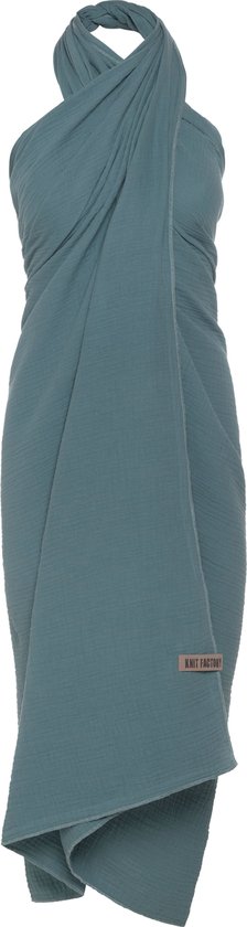 Knit Factory Liv Pareo - XL Sjaal - Sarong - Stranddoek - Strandlaken - Strandjurk voor Dames - Stone Green - Duurzaam & Milieuvriendelijk - 100% Biologisch katoen