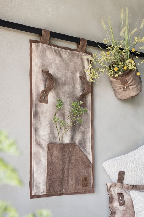 Knit Factory Dax Pocket - Wandkleed - Armleuning Organizer - Opbergzak voor bank - Beige - 100x50 cm
