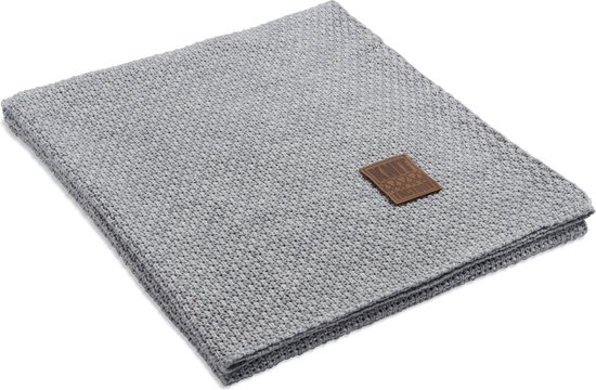 Knit Factory Jesse Gebreid Plaid – Woondeken – Kleed – Licht Grijs – 160×130 cm