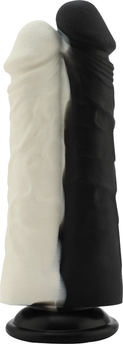 Goedkoopste Dubbele Dildo Zwart Wit Opzetstuk 19 cm KlicLok®