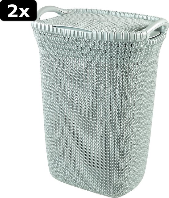 2x Curver wasbox Knit 57L misty blue