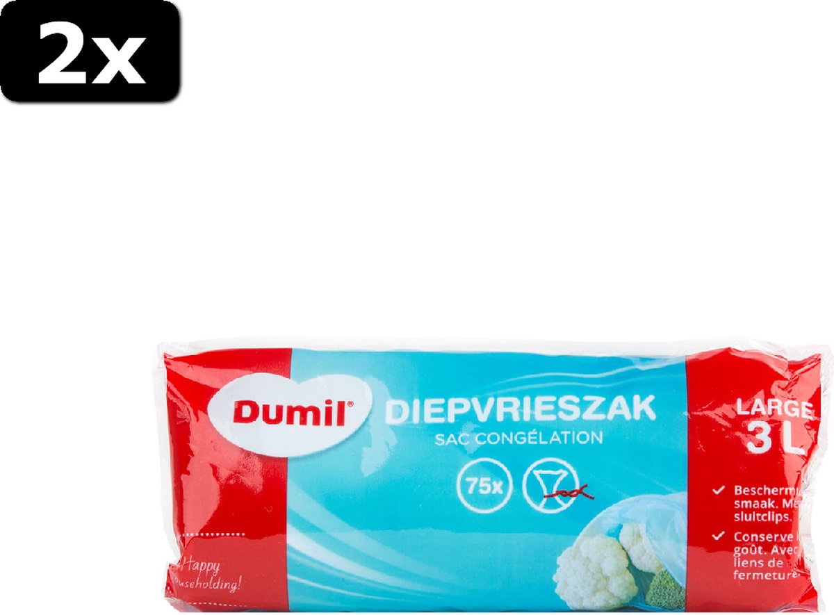 2x Dumil diepvrieszak 3L 75 stuks