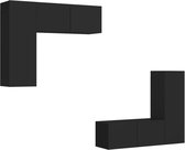 vidaXL - 4-delige - Tv-meubelset - bewerkt - hout - zwart