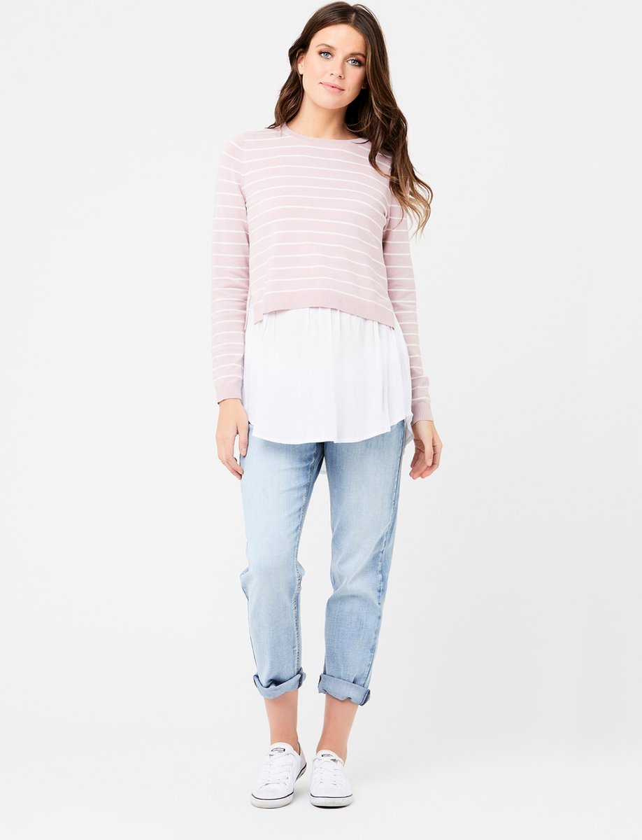 RIPE Jurk, gebreide voedingstrui Sia, dusty pink - witXS