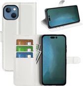 iPhone 14 Plus Hoesje - MobyDefend Kunstleren Wallet Book Case (Sluiting Voorkant) - Wit - GSM Hoesje - Telefoonhoesje Geschikt Voor iPhone 14 Plus