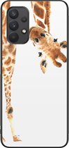 Leuke Telefoonhoesjes - Hoesje geschikt voor Samsung Galaxy A32 4G - Giraffe - Backcover zwart - Giraffe - Bruin