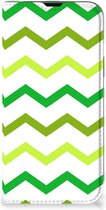 Leuk Telefoonhoesje Geschikt voor iPhone 14 Bookcase Zigzag Groen