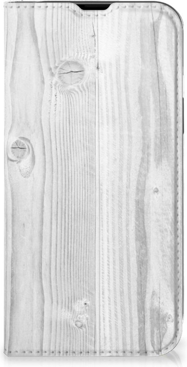 iPhone 14 Book Wallet Case White Wood