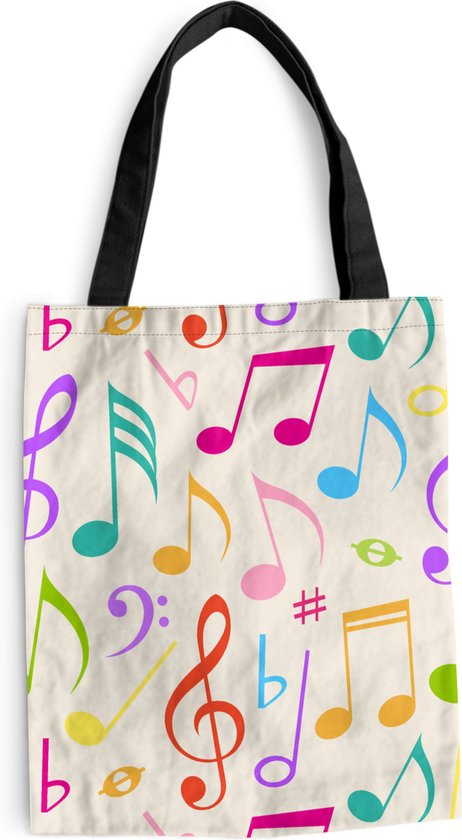 Sac bandoulière - Sac de plage - Shopper Musique - Motifs - Arc-en-ciel - 40x50 cm - Sac en coton