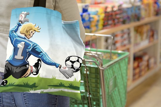 Sac bandoulière - Sac de plage - Shopper Une illustration d'un gardien arrêtant le foot - 40x40 cm - Sac en coton