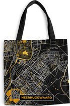 Sac bandoulière - Sac de plage - Shopper City map - Heerhugowaard - Or - Zwart - 40x40 cm - Sac en coton