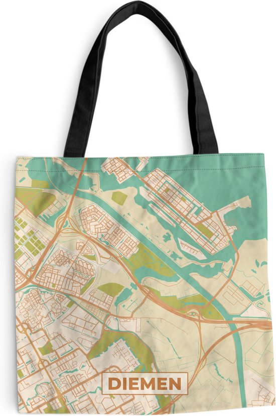 Schoudertas Strandtas Shopper Kaart Diemen Vintage 45x45 cm