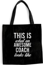 MuchoWow® Schoudertas - Strandtas - Big Shopper - Boodschappentas - Quotes - This is what an awesome Coach looks like - Trainer - 40x40 cm - Katoenen tas