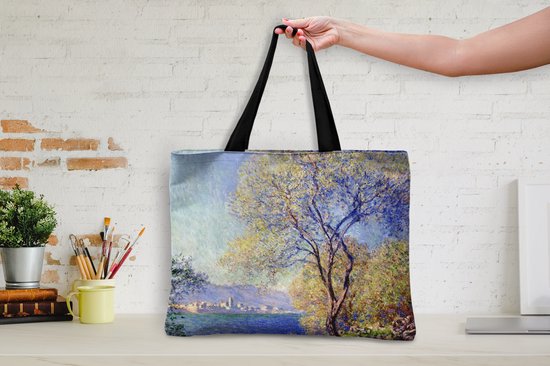 MuchoWow® Sac bandoulière - Sac de plage - Big Shopper - Sac shopping - Antibes vue des jardins de la Salis - Peinture de Claude Monet - 50x40 cm - Sac en coton