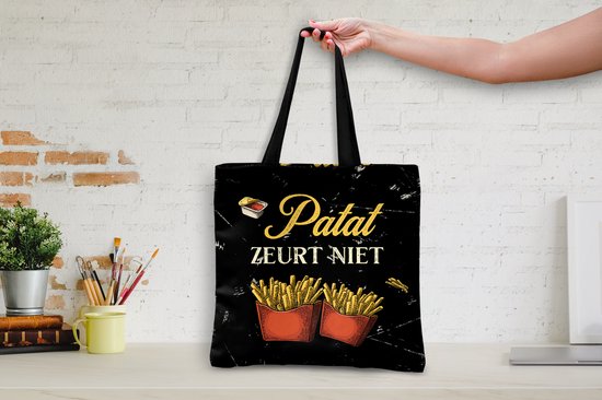 Sac bandoulière - Sac de plage - Shopper Chips - Vintage - Texte - 45x45 cm - Sac coton