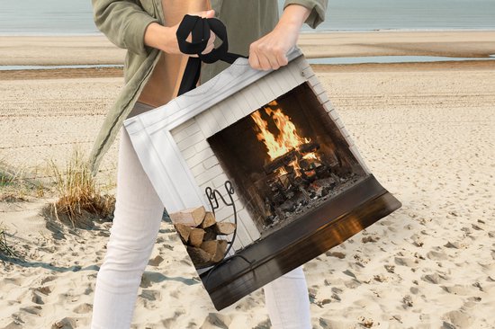 MuchoWow® Sac bandoulière - Sac de plage - Big Shopper - Sac shopping - Cheminée dans un mur blanc - 45x45 cm - Sac en coton