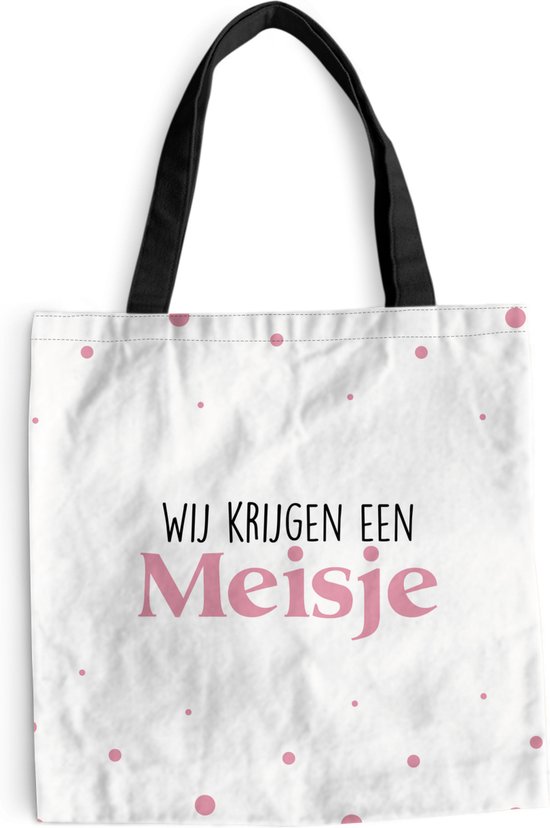 Sac bandoulière - Sac de plage - Shopper On va avoir une fille - Annonce Grossesse - Bébé - Baby shower - Gender Reveal - Dictons - 45x45 cm - Sac en coton