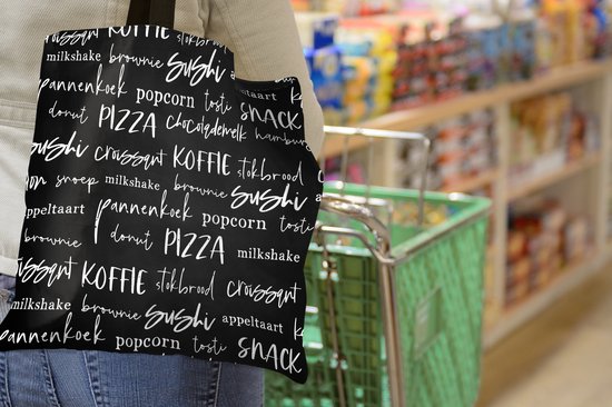 Sac Bandoulière - Sac De Plage - Shopper Cuisine - Nourriture - Motif - 45x45 cm - Sac Coton