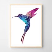 Postercity - Design Canvas Poster Gekleurde Hummingbird / Kinderkamer / Muurdecoratie / 40 x 30cm / A3