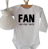 Baby Rompertje met tekst  Fan van mijn tante | Lange mouw | wit | maat 74/80