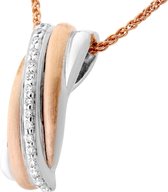 Orphelia ZH-7118 - PENDANT WITH CHAIN RECTANGLE SILVER AND ROSEGOLD PLATED - 925 zilver - 45 cm